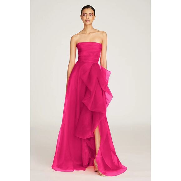 Theia Teresa Ruffled Draped Strapless Evening Gown Sleeveless Size 10 NWT - Picture 1 of 12